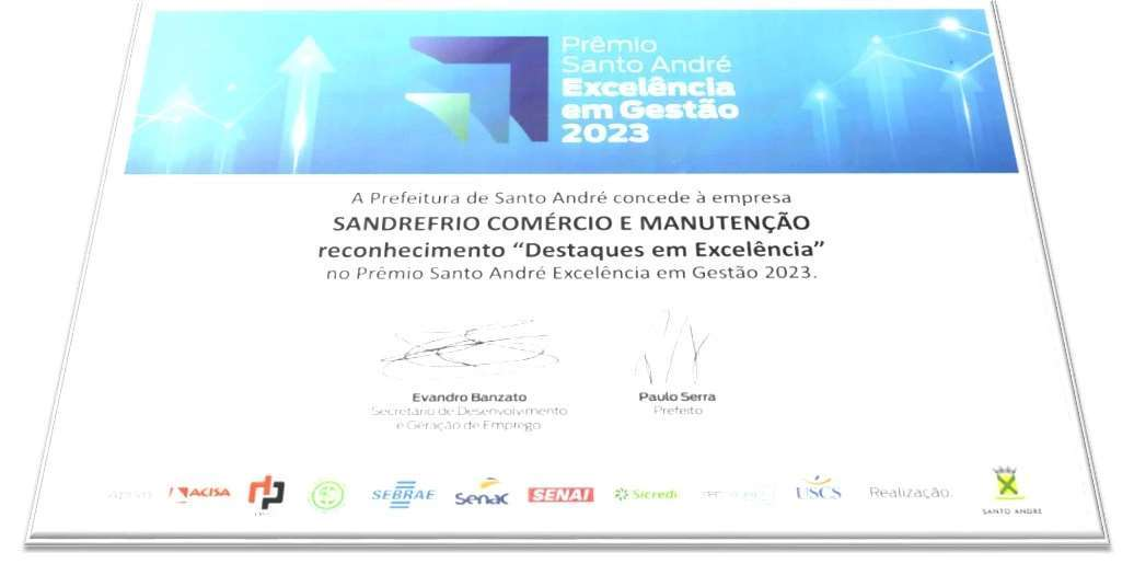 Certificado Prêmio Santo André Excelência em Gestão 2023
